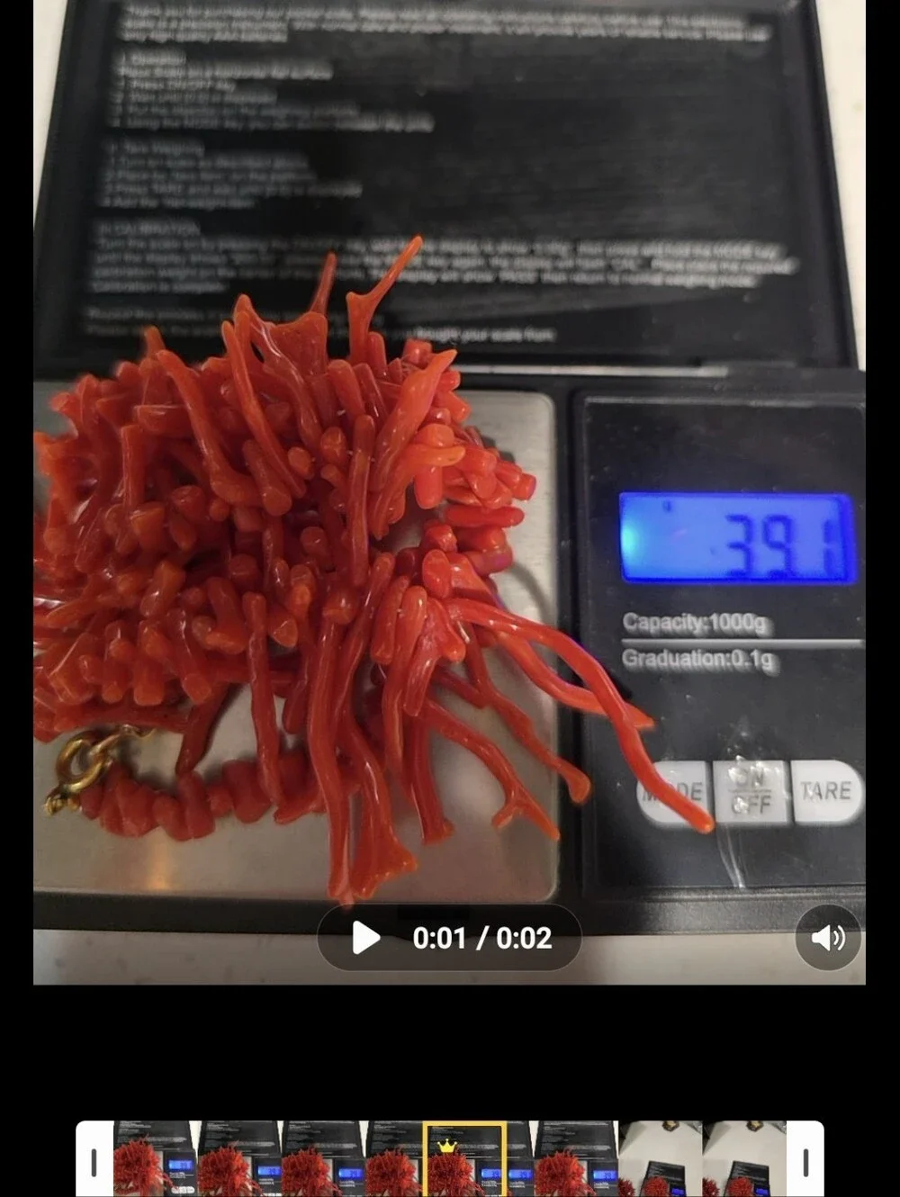 Vintage Genuine Red Ox Blood Branch Coral Necklace 20